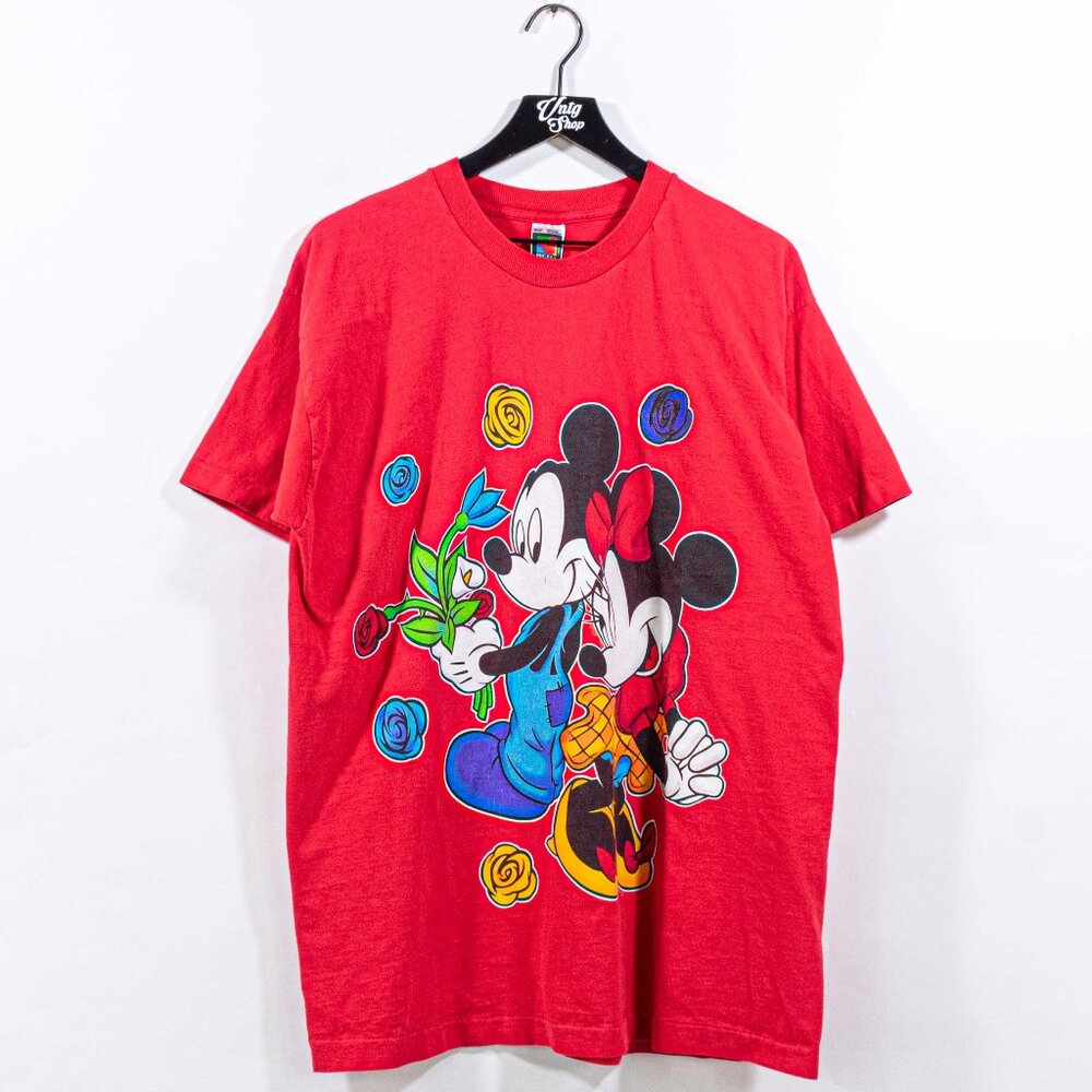 Disney Mickey Minnie Mouse Love T-Shirt Big Print One Size VTG 90s Cartoon